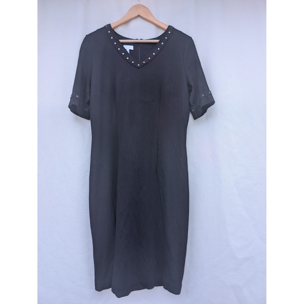 Escada Sport Sheath Dress‎ Womens 42 Black Viscose Short Sleeve Edgy Workwear
